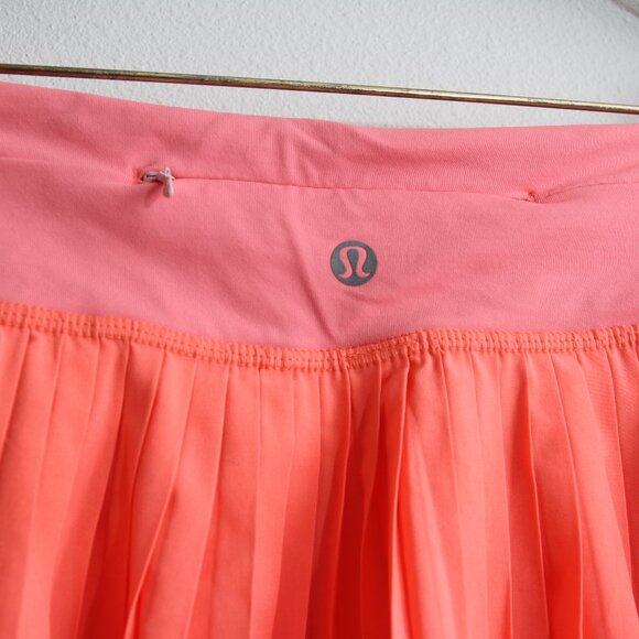 Lululemon Pleat To Street Skirt II Grapefruit Skort Liner Short Tennis Coral 8 - Picture 4 of 15